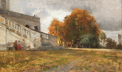 Rast am Fue der Schlossstiege Lustschloss Solitude in Baden-Wurttemberg